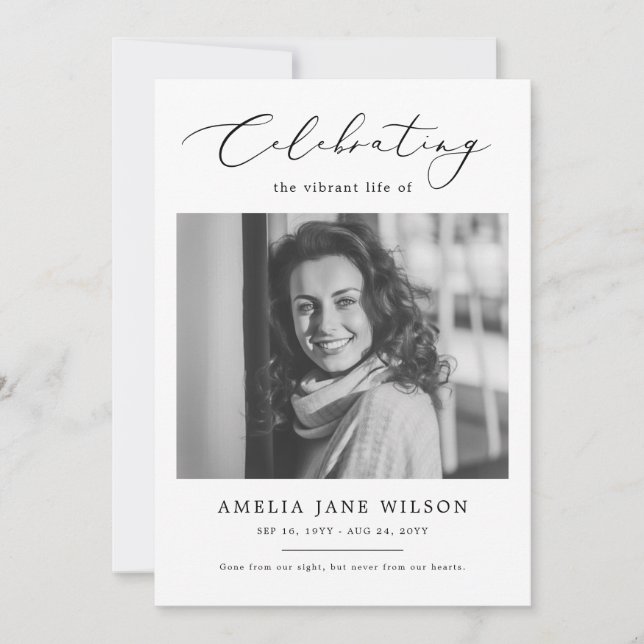 Convites Celebração da Vida pelo Memorial Funeral Mínimo (Frente)