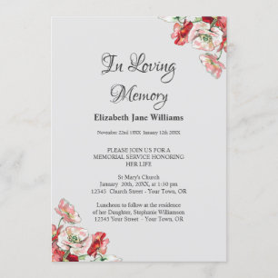 Convites Celebração da Vida pelo Serviço Memorial  Papei