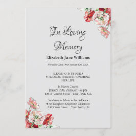 Convites Celebração da Vida pelo Serviço Memorial | Poppy