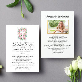 Convites Celebração da Vida, Rosa, Foto, Funeral