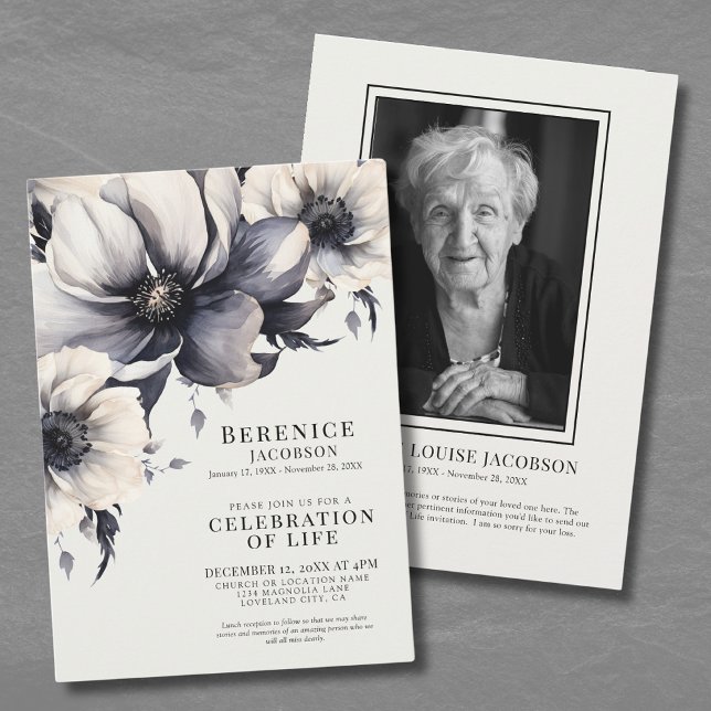 Convites Celebração Da Vida Serviço Memorial Elegante (Celebration Of Life Elegant Memorial Service Invitation)