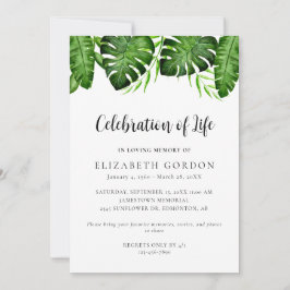 Convites Celebração da Vida Tropical Monstera Memorial