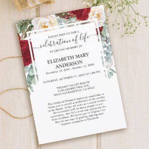 Convites Celebração das Rosas vermelhas do Memorial Funer