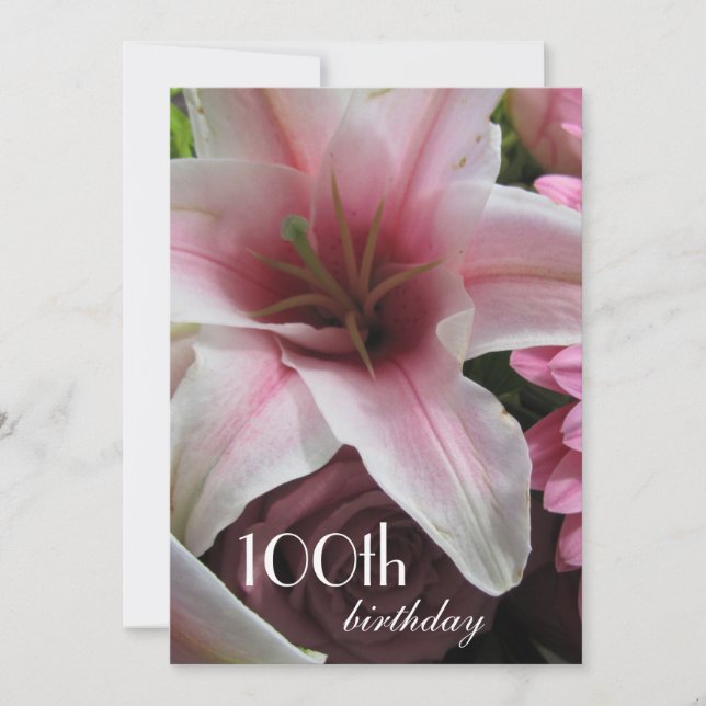 Convites Celebração de 100º aniversário - Lily Rosa (Frente)