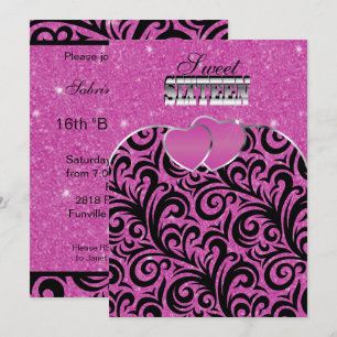 Convites Celebração de 16 Festas Rosa Doce DIGITAR Texto