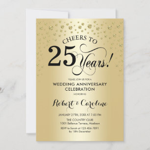 Convites Celebração de 25º Aniversário - Dourado Preto