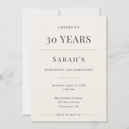 Convites Celebração de 30º Aniversário Minimalista Elegante