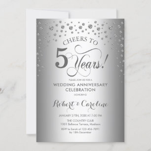 Convites Celebração de 5º Aniversário - Prata