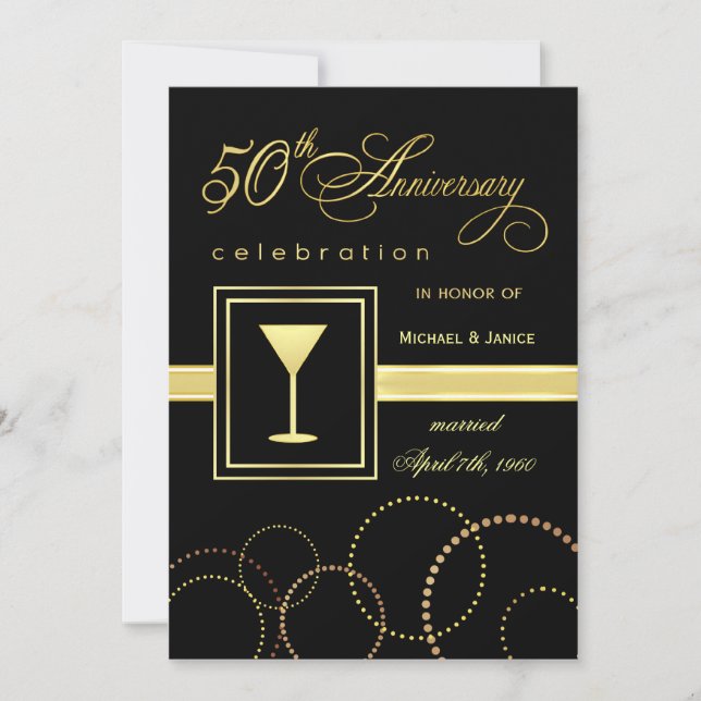 Convites Celebração de 50º Aniversário de Casamento - Moder (Frente)