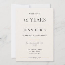 Convites Celebração de 50º Aniversário Minimalista Elegante