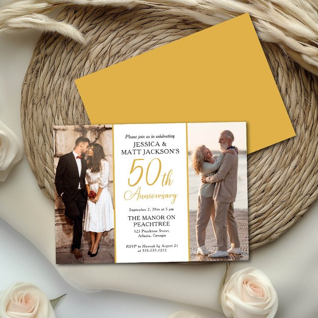 Convites Celebração de 50 Anos de Casamento Então e Agora  (Criador carregado)