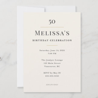 Convites Celebração de 50 Anos de Idade Minimalista Elegant