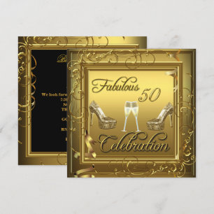 Convites Celebração de 50 anos Fabulosa Champanhe Dourado P
