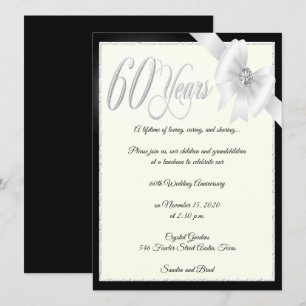 Convites Celebração de 60º Aniversário Elegante Diamante