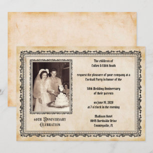 Convites Celebração de 60º Aniversário no Estilo Vintage
