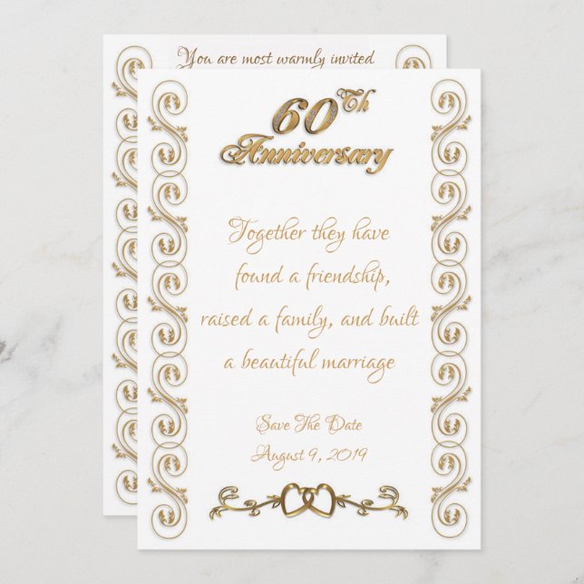 Convites Celebração de 60 anos de casamento (Frente/Verso)