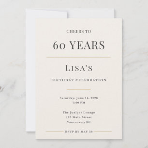 Convites Celebração de 60 Anos Minimalista Elegante