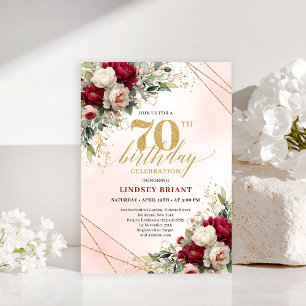 Convites Celebração de 70º Aniversário Moderna e Elegante a