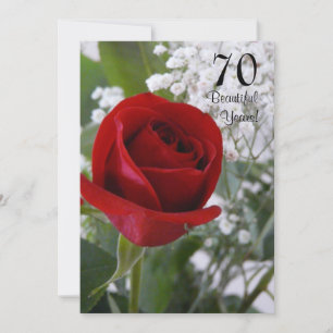 Convites Celebração de 70º Aniversário-Rosa Vermelha
