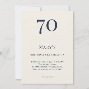 Convites Celebração de 70 Anos Clássico Azul Marinho e Crem