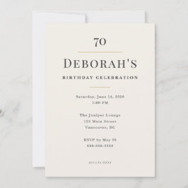 Convites Celebração de 70 Anos Elegante e Minimalista