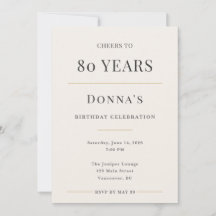 Celebração de 80 Anos de Idade Minimalista Elegant
