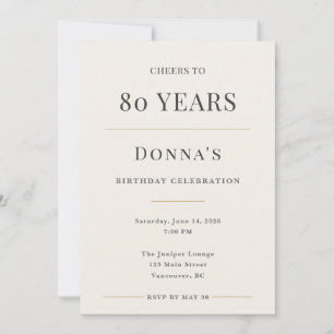 Convites Celebração de 80 Anos de Idade Minimalista Elegant