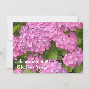 Convites Celebração de 90 Anos com Hortênsias Rosas