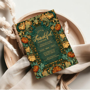 Convites Celebração de Ação de Graças Art Nouveau Autumn