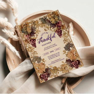 Convites Celebração de Ação de Graças da Vinha ouro