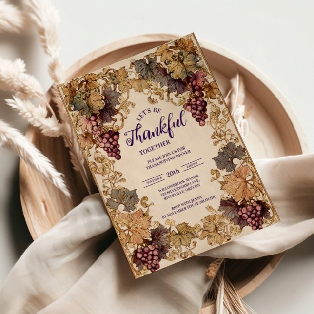Convites Celebração de Ação de Graças da Vinha ouro (Criador carregado)