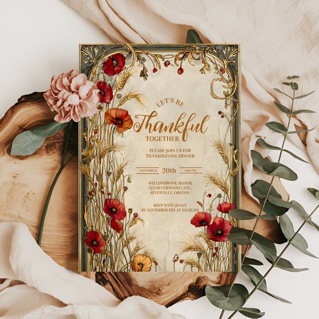 Convites Celebração de Ação de Graças de Trigo ouro (Criador carregado)