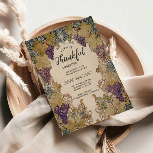 Convites Celebração de Ação de Graças Vintage Vineyard (Criador carregado)