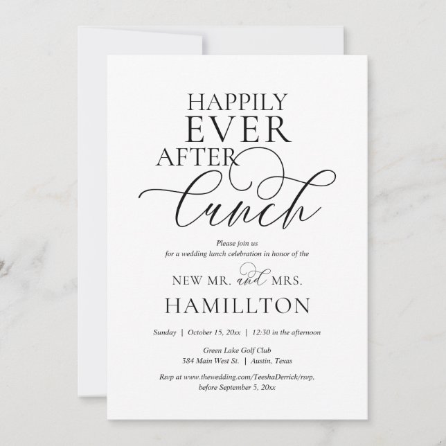 Convites Celebração de Almoço Pós-casamento Felizes para Se (Frente)