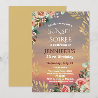 Convites Celebração de Aniversário Botanical Sunset Soiree