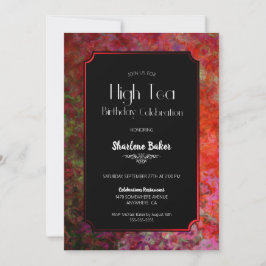 Convites Celebração de Aniversário - Chá Vermelho e Negro