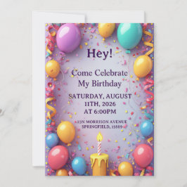 Convites Celebração de Aniversário Com Balões