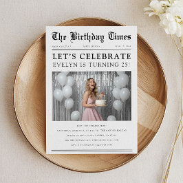 Convites Celebração de Aniversário com Foto Clássica de Jor