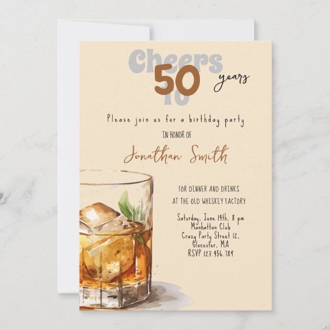 Convites Celebração de aniversário com Whiskey  (Frente)