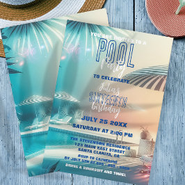 Convites Celebração de Aniversário da Festa de Piscina do S