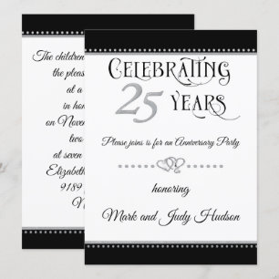 Convites Celebração de Aniversário de 25 Anos de Prata