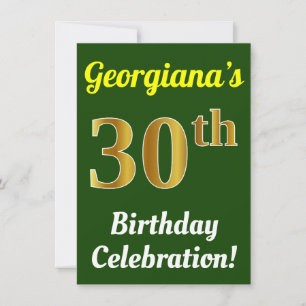 Convites Celebração de aniversário de 30 anos Dourada verde