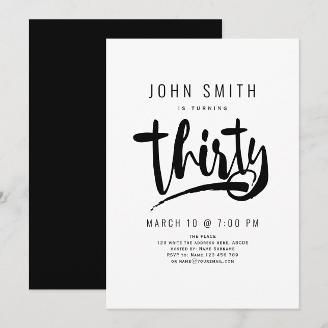 Convites Celebração de aniversário de 30 anos, Moderna, Mas (Frente/Verso)