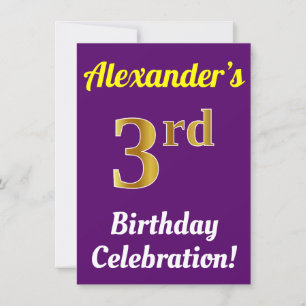 Convites Celebração de aniversário de 3 anos Dourados, R