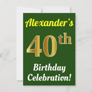 Convites Celebração de aniversário de 40 anos Dourado Ve