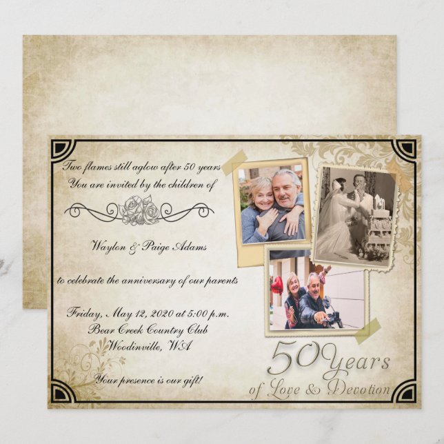 Convites Celebração de Aniversário de 50 Anos (Frente/Verso)