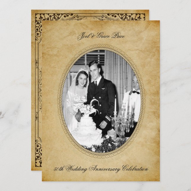 Convites Celebração de Aniversário de 50 anos ao estilo Vit (Frente/Verso)