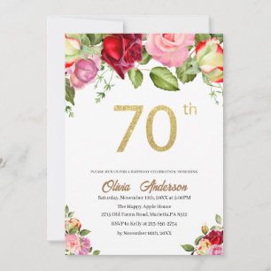 Convites Celebração de Aniversário de 70 anos Elegante Aqua