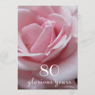 Convites Celebração de aniversário de 80!-Rosa Rosa Rosa