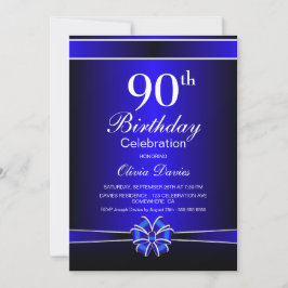 Convites Celebração de Aniversário de 90 Azul e Preto